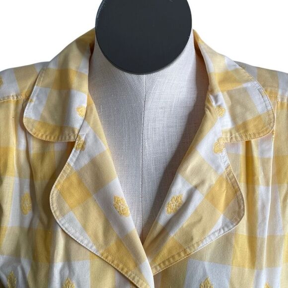 Vtg Jerrell of Texas Womens Midi Dress 9/10 Retro Yellow Checkered Nostalgia - Picture 3 of 10
